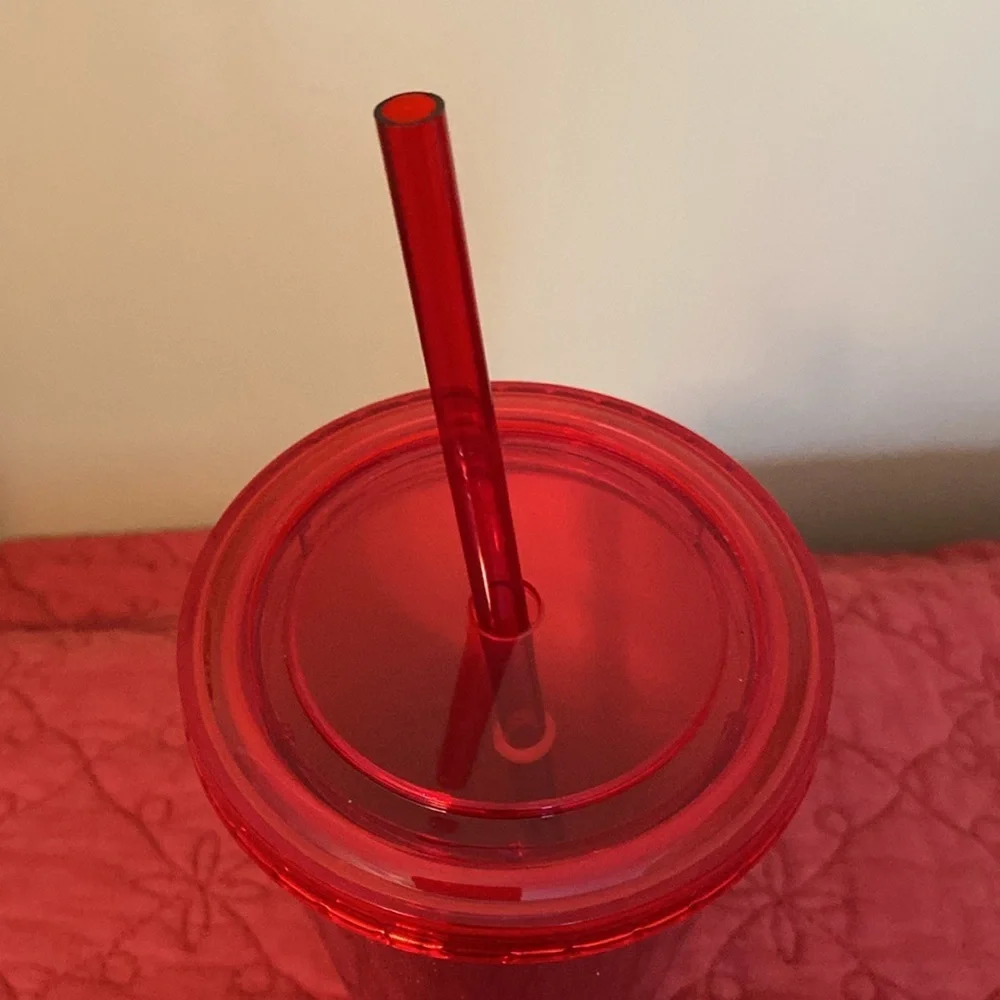 Red Glitter Tumbler with Straw